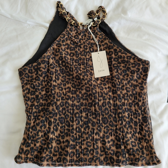 Joie Leopard Print Chained Neck Halter Top - Picture 9 of 10